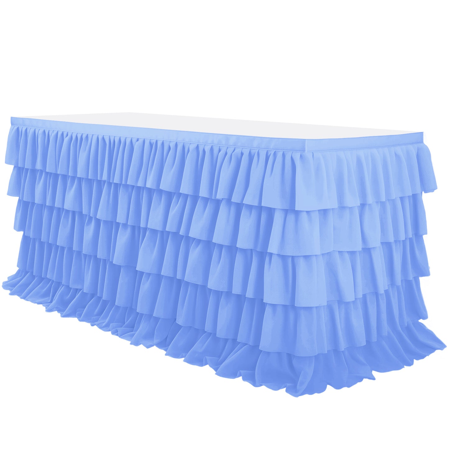 Slip-On Ruffle Table Skirt – No Clips, No Pins, No Hassle