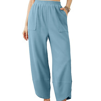 Women’s High-Waist Smocked Harem Pants – Lightweight Relaxed Fit with Pockets