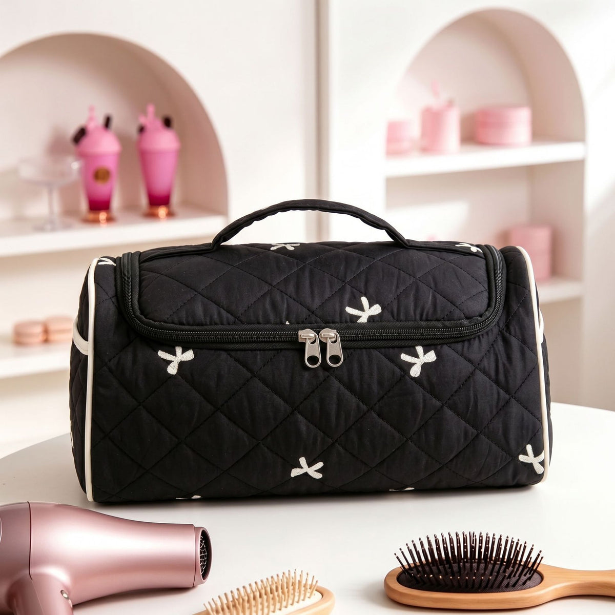Handcrafted Hair Dryer & Makeup Organizer for Effortless Travel