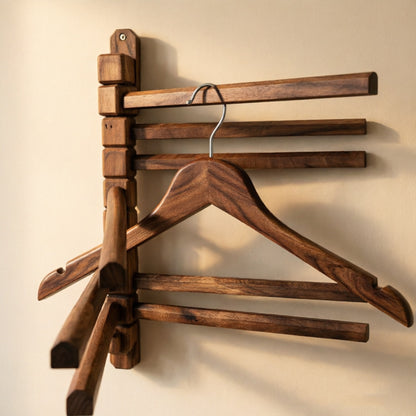Premium Walnut Rotating Wall Rack for Clothes & Towels