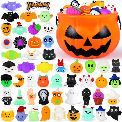 50PCS Halloween Mochi Squishy Toys Bulk Set