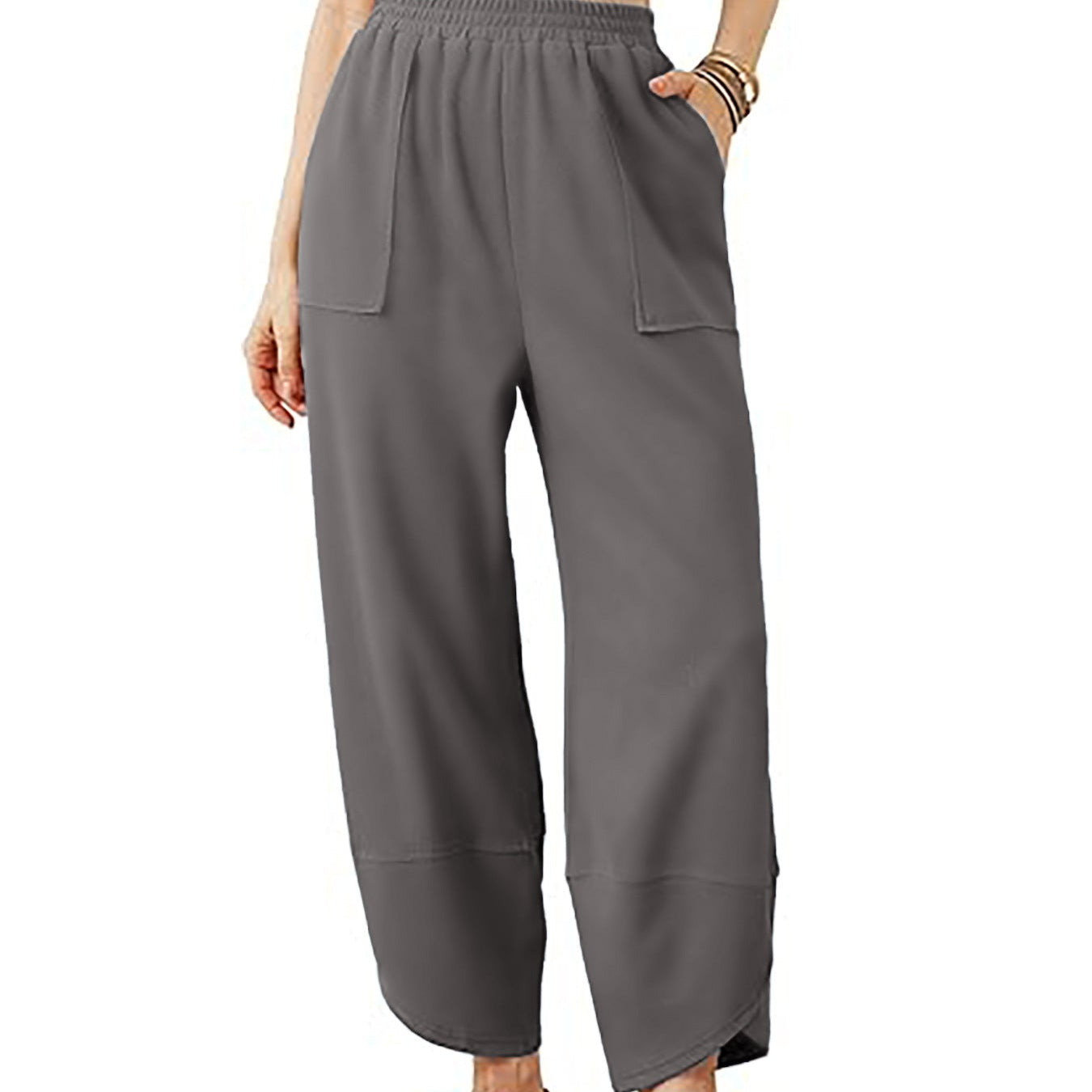 Women’s High-Waist Smocked Harem Pants – Lightweight Relaxed Fit with Pockets