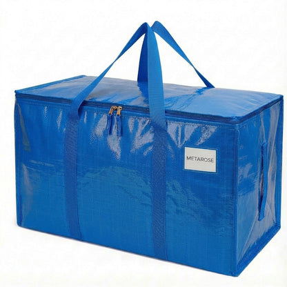 Heavy-Duty Extra Large Collapsible Zippered Blue Storage Bags