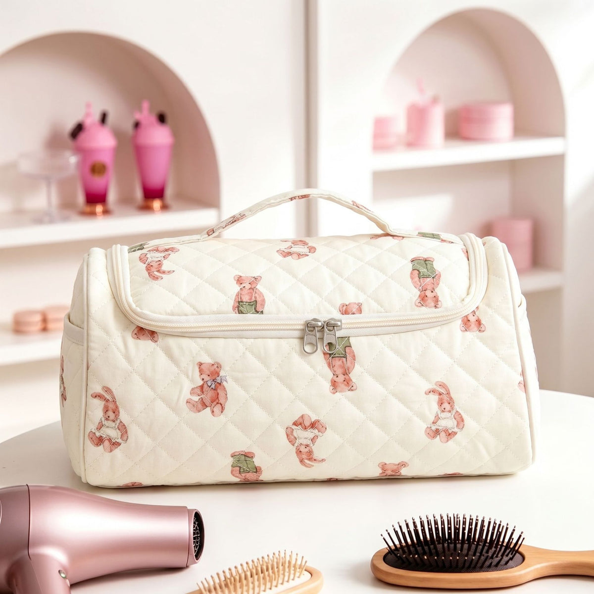 Handcrafted Hair Dryer & Makeup Organizer for Effortless Travel