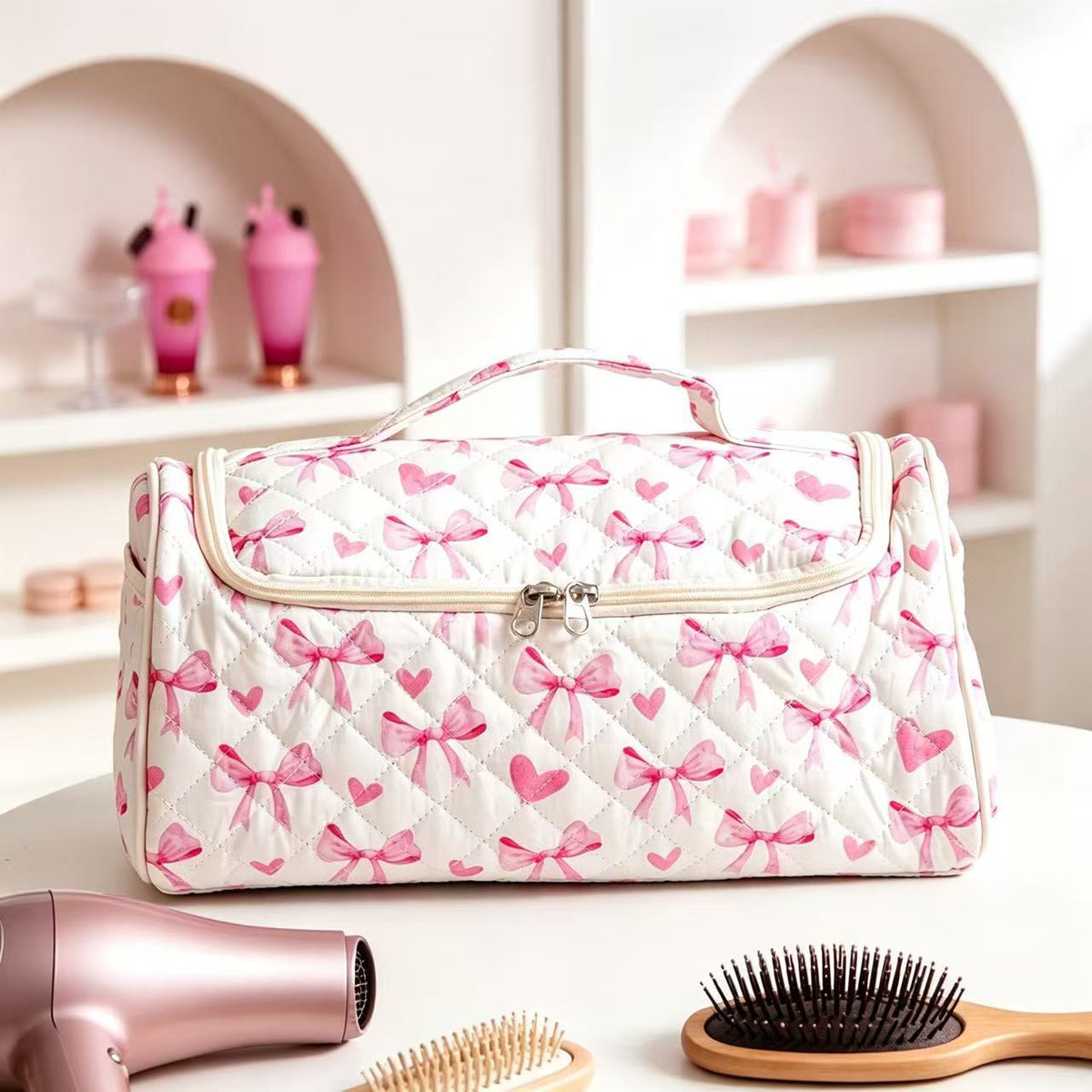 Handcrafted Hair Dryer & Makeup Organizer for Effortless Travel