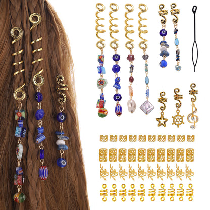 50Pcs Hair Jewelry ,  Natural Colored Crystal Stone Hair Braid Accessories