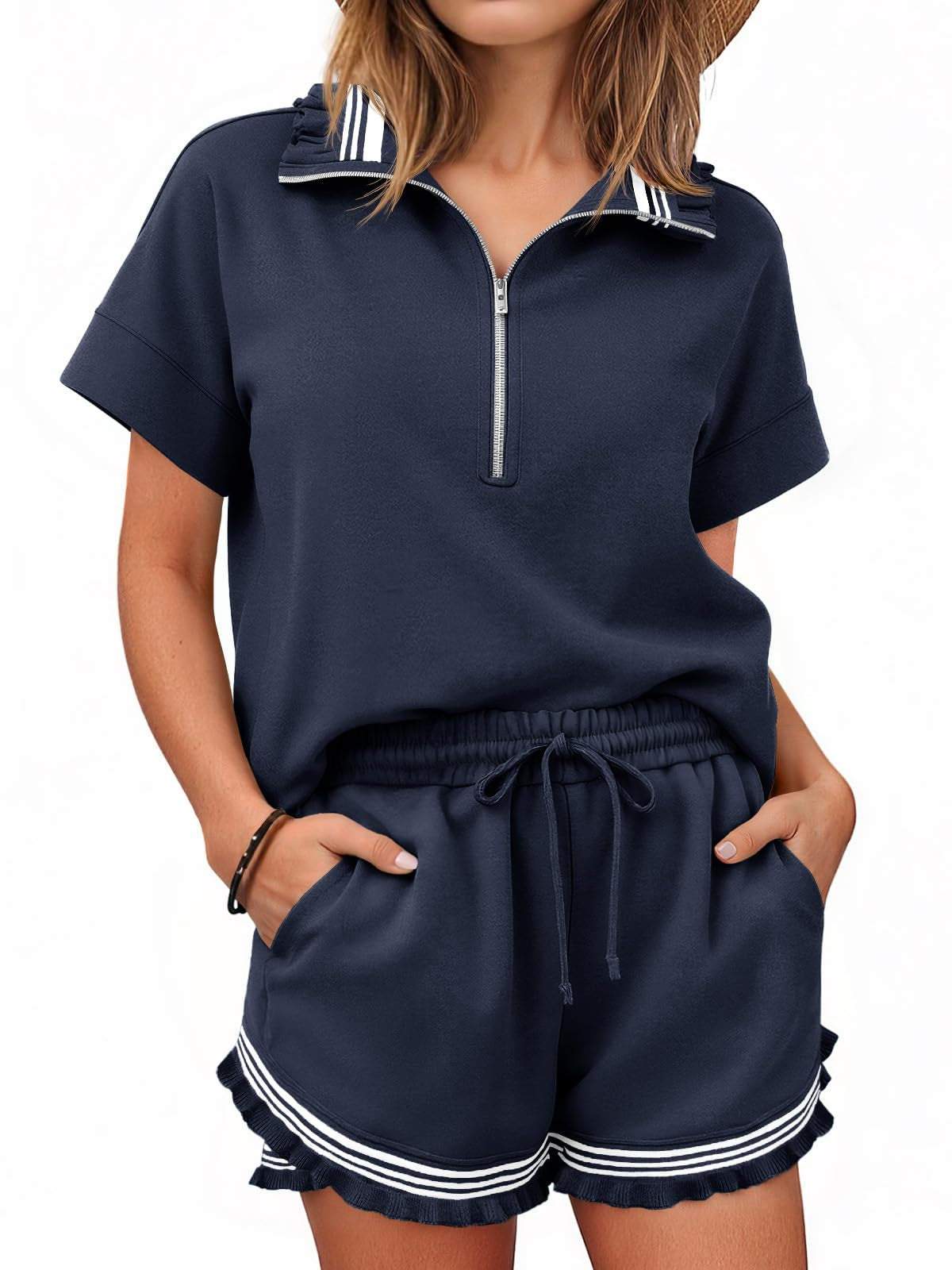 2 Piece Outfits Short Sets for Women Sweatsuit