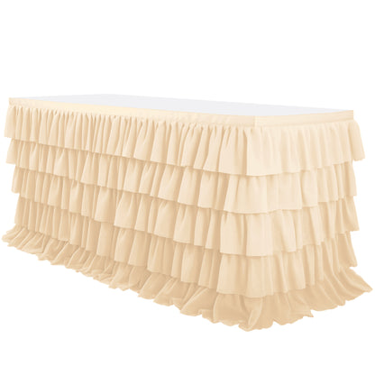 Slip-On Ruffle Table Skirt – No Clips, No Pins, No Hassle