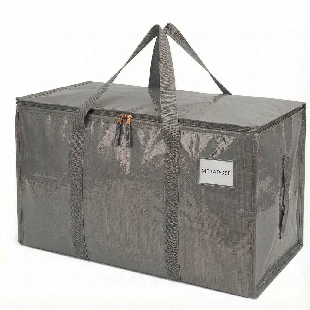 Heavy-Duty Extra Large Collapsible Zippered Blue Storage Bags