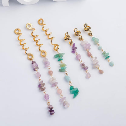 50Pcs Hair Jewelry ,  Natural Colored Crystal Stone Hair Braid Accessories