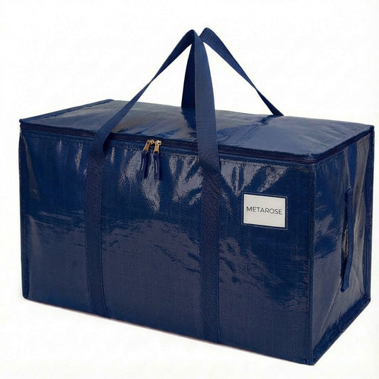 Heavy-Duty Extra Large Collapsible Zippered Blue Storage Bags