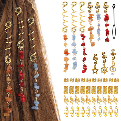 50Pcs Hair Jewelry ,  Natural Colored Crystal Stone Hair Braid Accessories