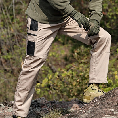 Men's Solid Color Waterproof Tactical Work Pants & Multi-Pocket