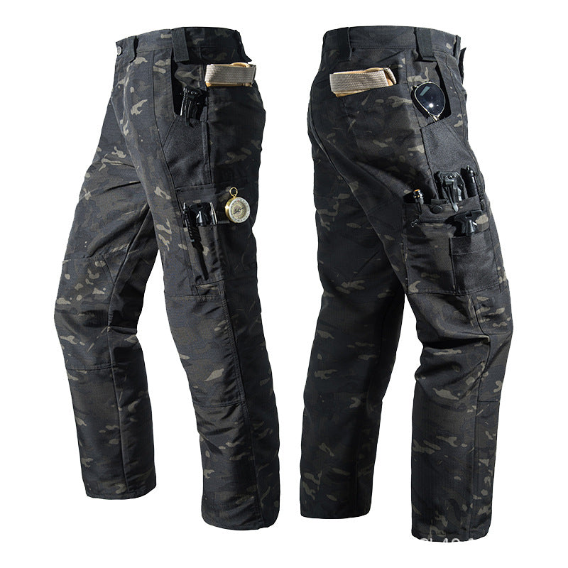 Men's Solid Color Waterproof Tactical Work Pants & Multi-Pocket