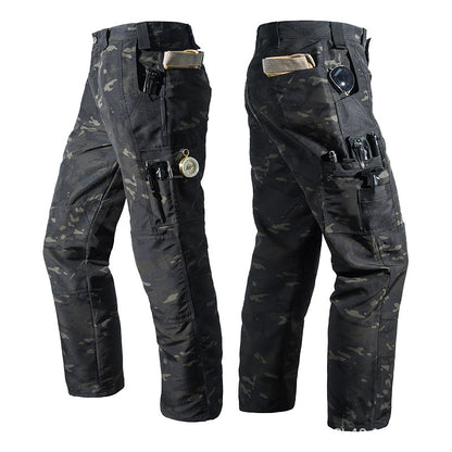 Men's Solid Color Waterproof Tactical Work Pants & Multi-Pocket