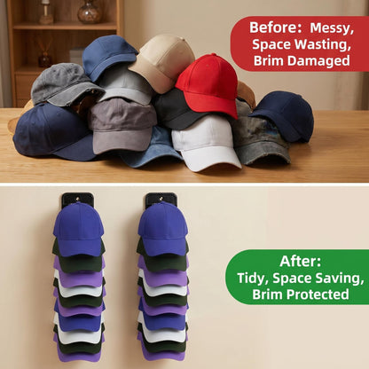 Wall-Mounted Baseball Cap Organizer Rack (8-Tier Single)