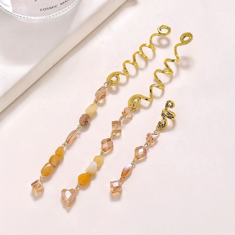 50Pcs Hair Jewelry ,  Natural Colored Crystal Stone Hair Braid Accessories
