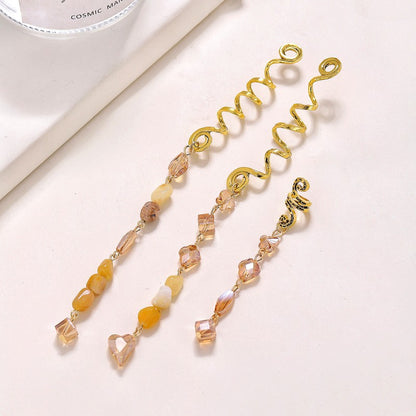 50Pcs Hair Jewelry ,  Natural Colored Crystal Stone Hair Braid Accessories