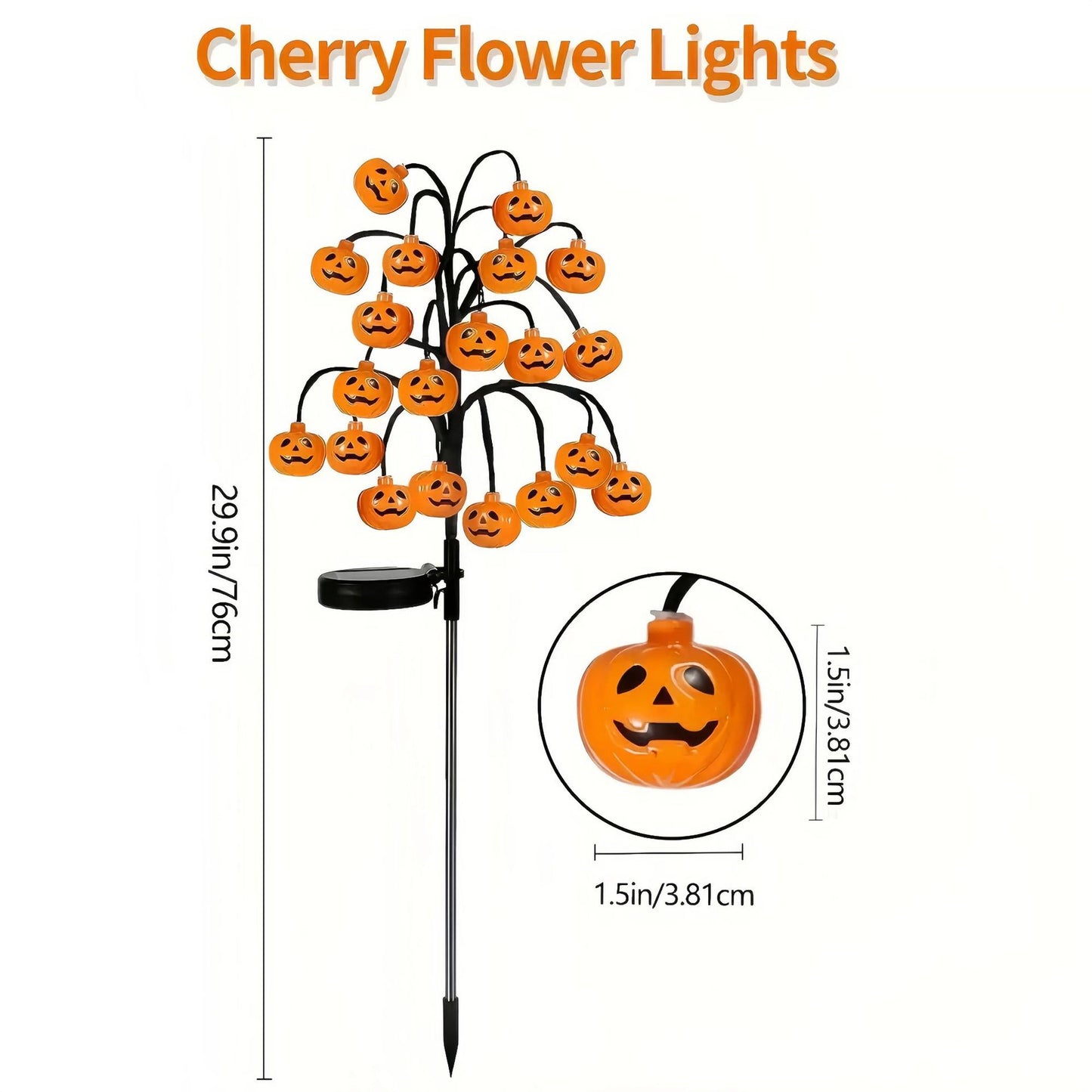 Solar Pumpkin Branch Stake Lights (20 LED)