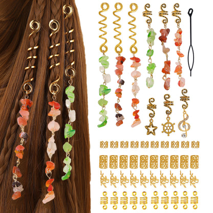 50Pcs Hair Jewelry ,  Natural Colored Crystal Stone Hair Braid Accessories