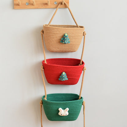Over the Door Woven Hanging Storage Baskets – Easy-Reach 3-Tier Wall Mounted Cotton Organizer for Decluttering Any Room