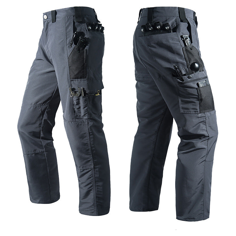 Men's Solid Color Waterproof Tactical Work Pants & Multi-Pocket