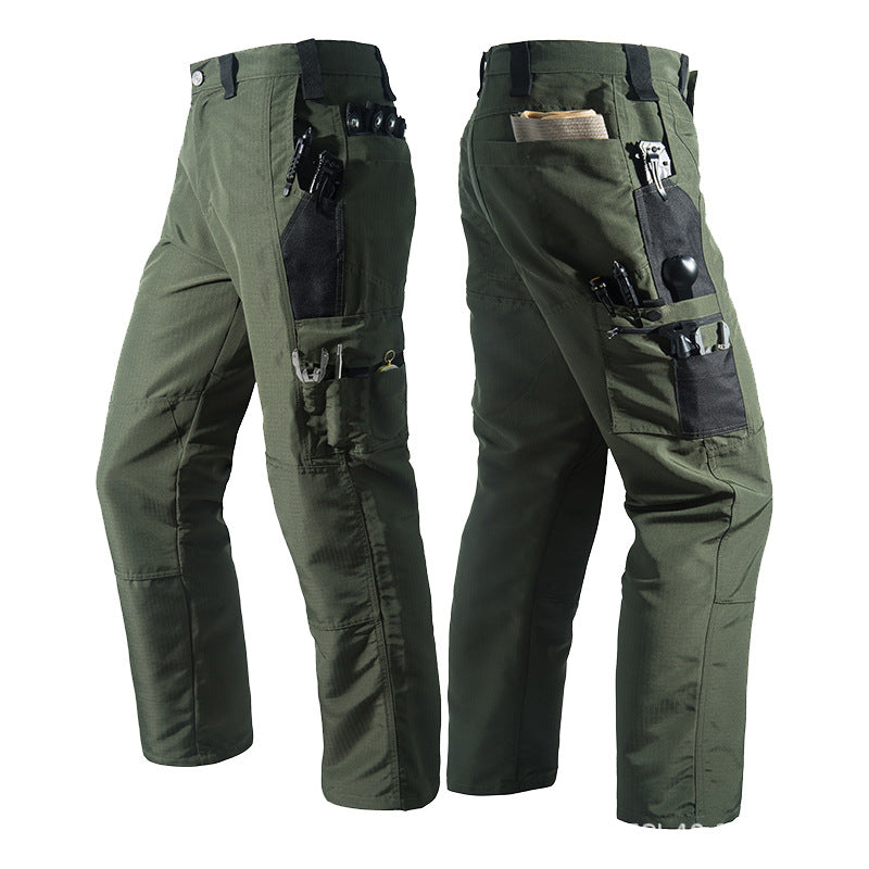 Men's Solid Color Waterproof Tactical Work Pants & Multi-Pocket