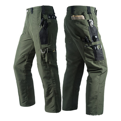 Men's Solid Color Waterproof Tactical Work Pants & Multi-Pocket