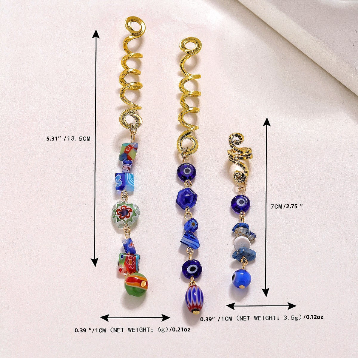 50Pcs Hair Jewelry ,  Natural Colored Crystal Stone Hair Braid Accessories