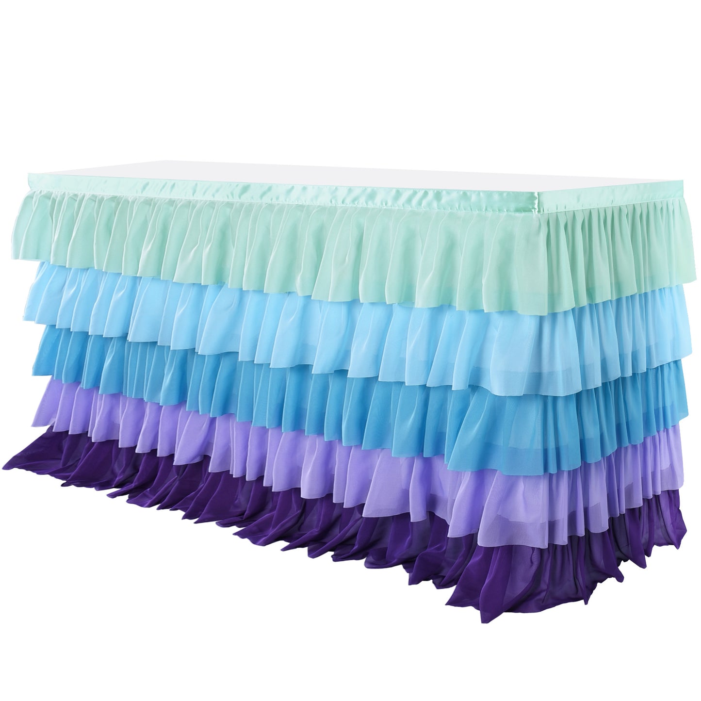 Slip-On Ruffle Table Skirt – No Clips, No Pins, No Hassle