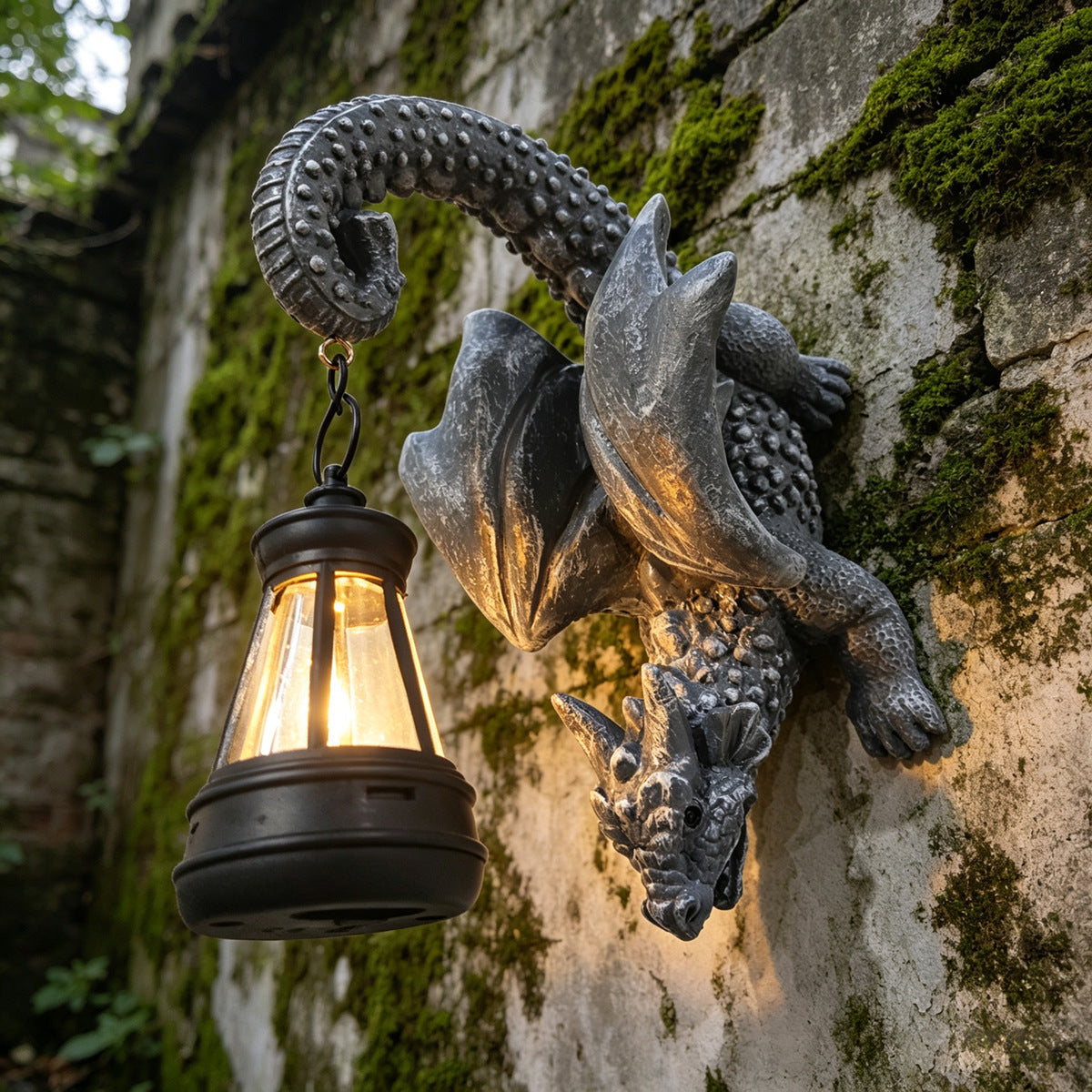 Solar Dragon Sculpture – Fantasy Garden Guardian with Enchanted Glow