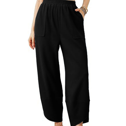 Women’s High-Waist Smocked Harem Pants – Lightweight Relaxed Fit with Pockets