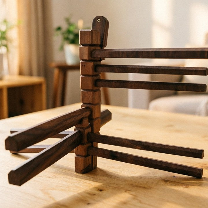 Premium Walnut Rotating Wall Rack for Clothes & Towels