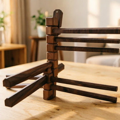 Premium Walnut Rotating Wall Rack for Clothes & Towels