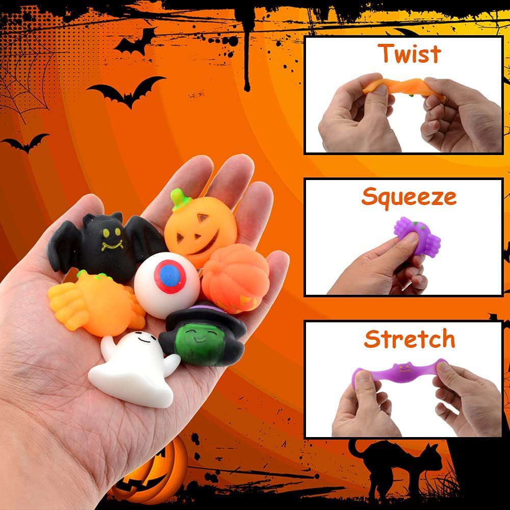 50PCS Halloween Mochi Squishy Toys Bulk Set