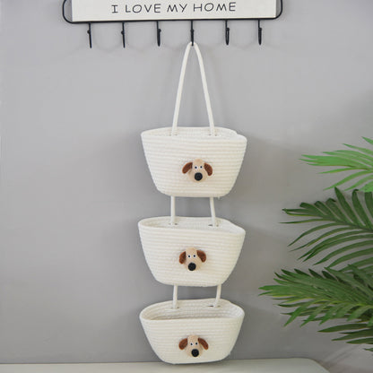 Over the Door Woven Hanging Storage Baskets – Easy-Reach 3-Tier Wall Mounted Cotton Organizer for Decluttering Any Room