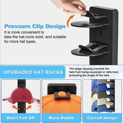 Wall-Mounted Baseball Cap Organizer Rack (8-Tier Single)