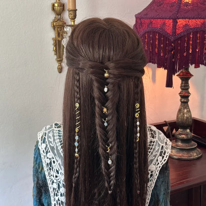 50Pcs Hair Jewelry ,  Natural Colored Crystal Stone Hair Braid Accessories