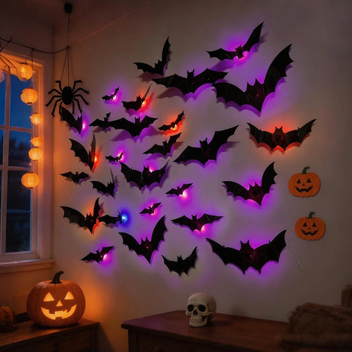 3D Light-Up LED Flying Bats Wall Decor