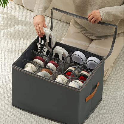 Heavy-Duty Foldable Shoe & Closet Organizer Box with Adjustable Dividers
