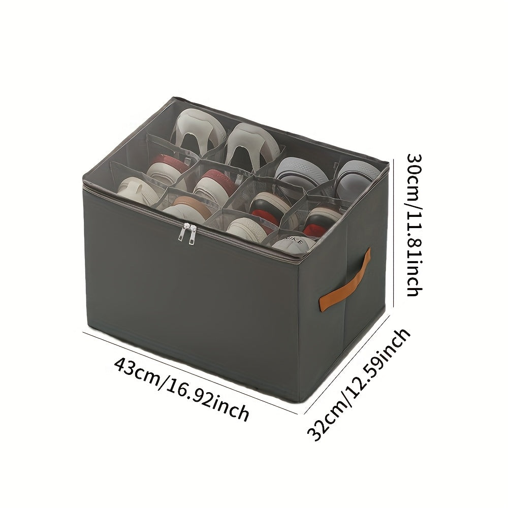 Heavy-Duty Foldable Shoe & Closet Organizer Box with Adjustable Dividers