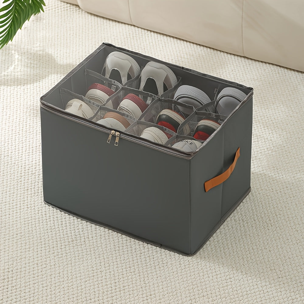 Heavy-Duty Foldable Shoe & Closet Organizer Box with Adjustable Dividers