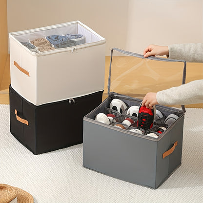 Heavy-Duty Foldable Shoe & Closet Organizer Box with Adjustable Dividers