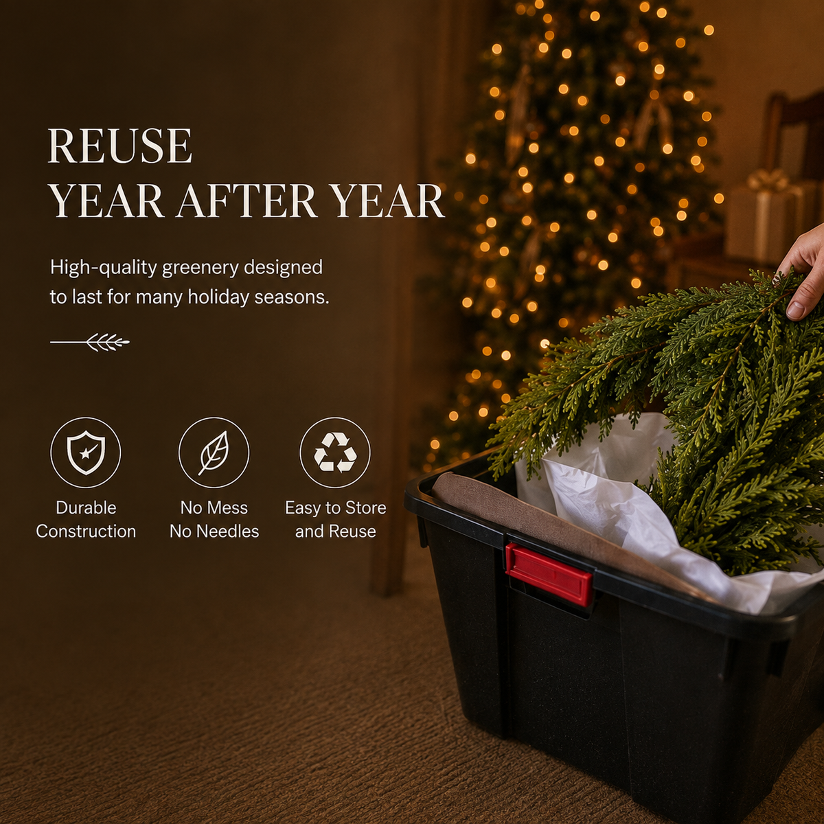 6FT Lush Artificial Cedar Garland – 120-Tip Christmas Greenery Decor