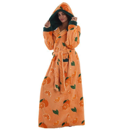 Bamafrontierman™ Hooded Long Leopard Print Bathrobe - Thickened Flannel Fabric
