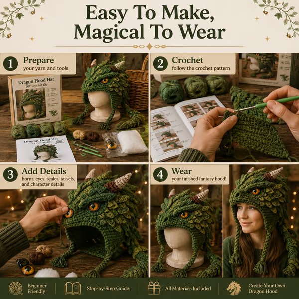 Fantasy Hood Hat DIY Crochet Kit Series