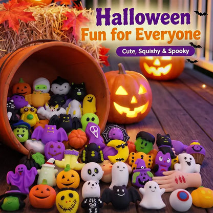 50PCS Halloween Mochi Squishy Toys Bulk Set