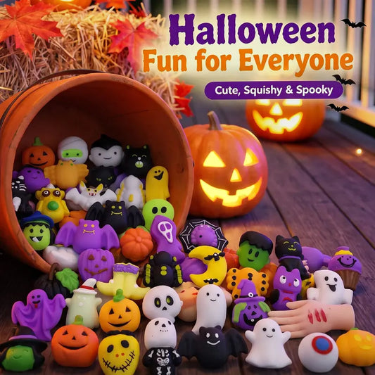 50PCS Halloween Mochi Squishy Toys Bulk Set