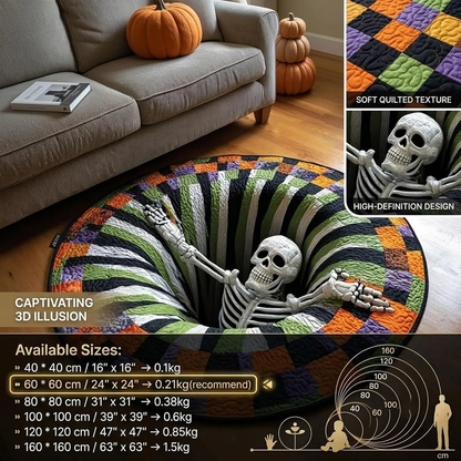 3D Skeleton Swirl Quilted Illusion Carpet