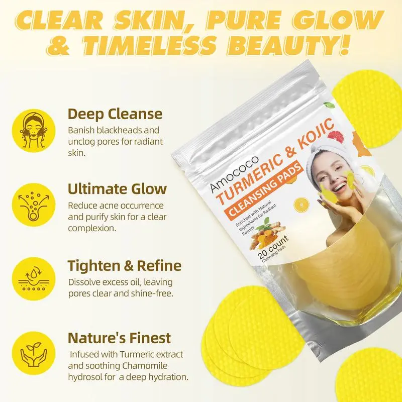 Turmeric and Kojic Acid Cleansing Pads – Deeply Cleanse Skin